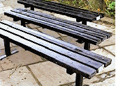 Vandal Resistant Smithy Benches with recycled plastic slats no cost option of steel slats for more vulnerable sites